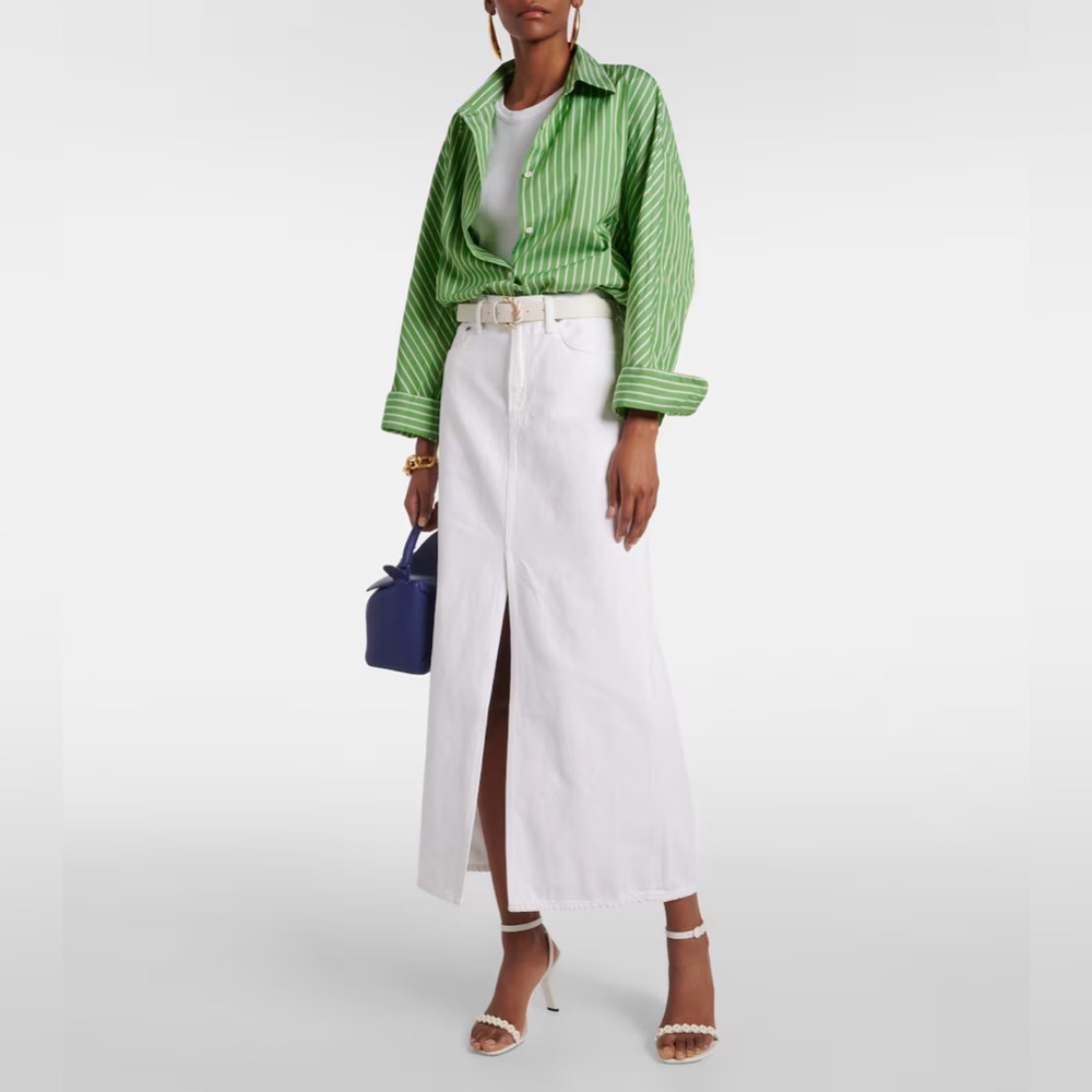 Agolde White Denim Maxi Skirt